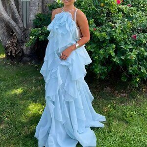 AJE Pandorea Layered Maxi Dress--Silver blue